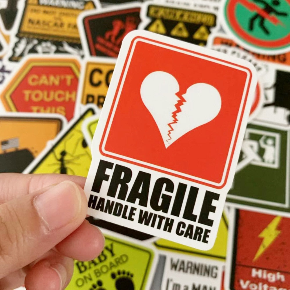 Warning sticker laptop skin