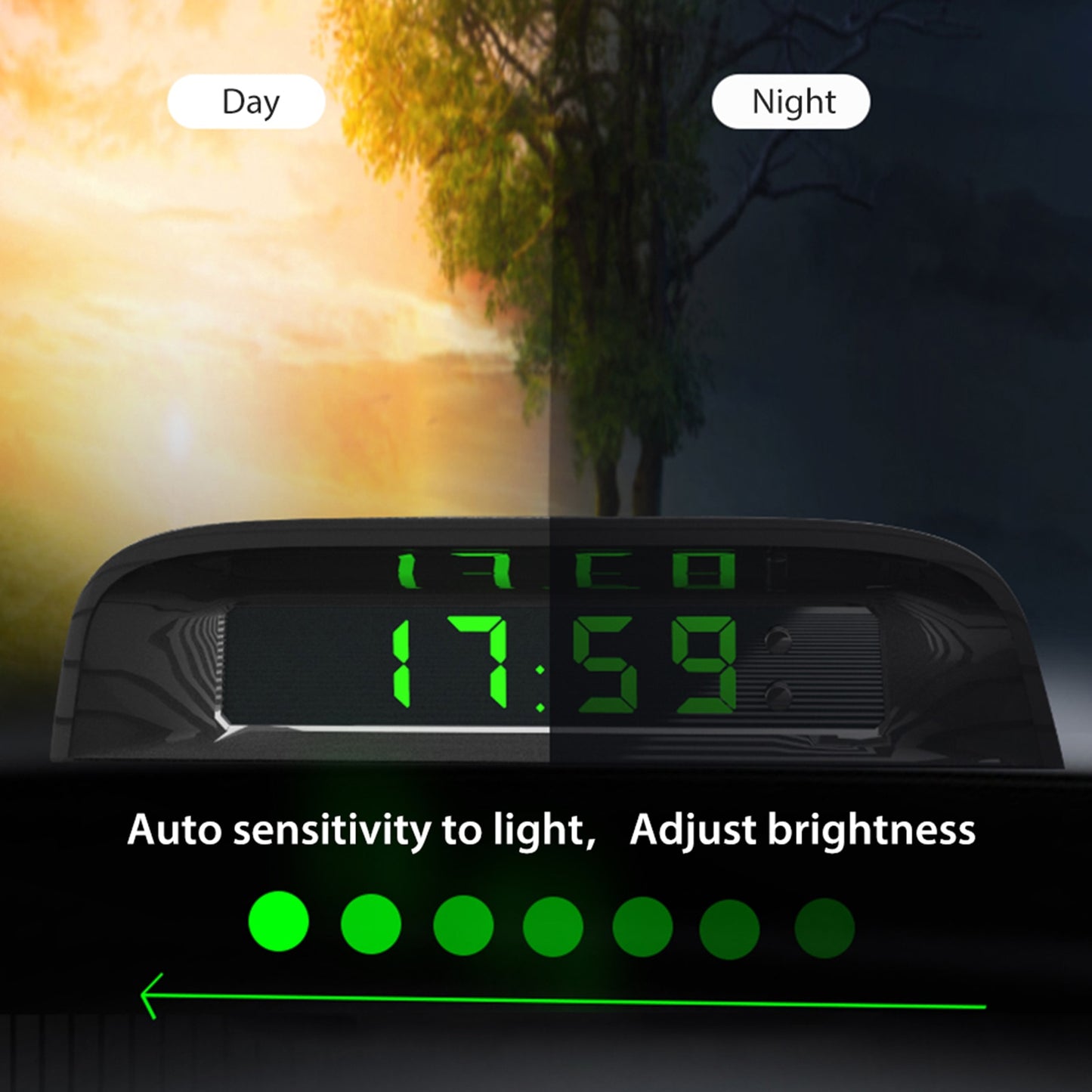 Car Clock Auto Internal Stick-On Digital Watch