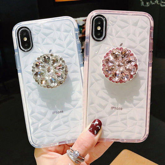 CZ diamond print holder Stand cell phone case For iPhone11 Pro MAX 6 6S 7 7Plus 8 8Plus X XR XS Max Soft TPU bracket cases Coque