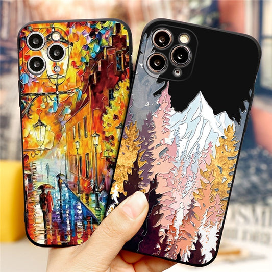 TPU Phone Case For iPhone SE 2020 XR XS 11 Pro MAX X 5 6 6S 7 8 Plus Capas 3D Emboss Mountain Cover For iPhone 7 Plus Coque Etui