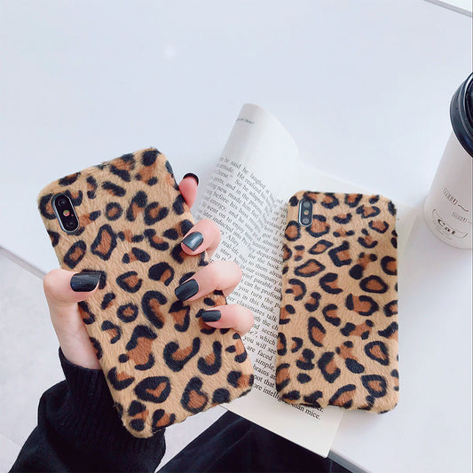 Leopard Print Plush Warm Fur Case